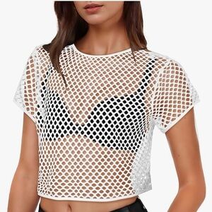 White Mesh Crop Top